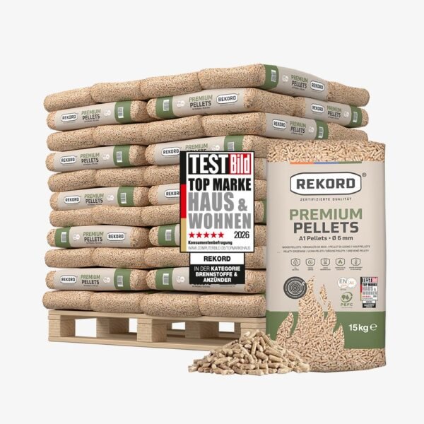 Premium REKORD Pellets A1, Sackware auf Palette (66 x 15 kg)